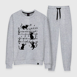 Женский костюм Черные кошки с музыкальными нотами