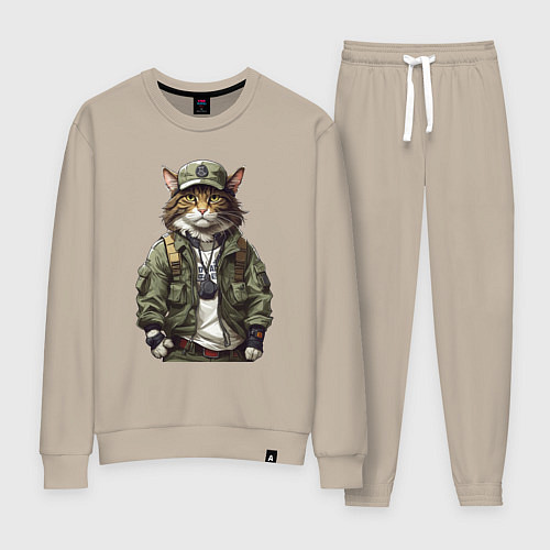 Женский костюм Брутальный кот в форме / Миндальный – фото 1