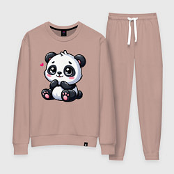 Костюм хлопковый женский Забавная маленькая панда, цвет: пыльно-розовый