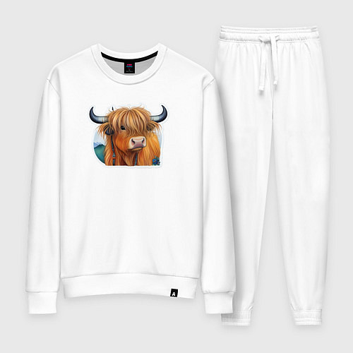 Женский костюм Шотландский волосатый бык / Белый – фото 1