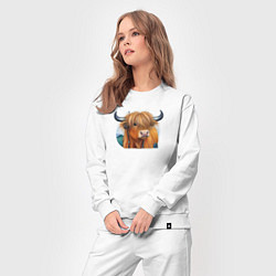 Костюм хлопковый женский Шотландский волосатый бык, цвет: белый — фото 2