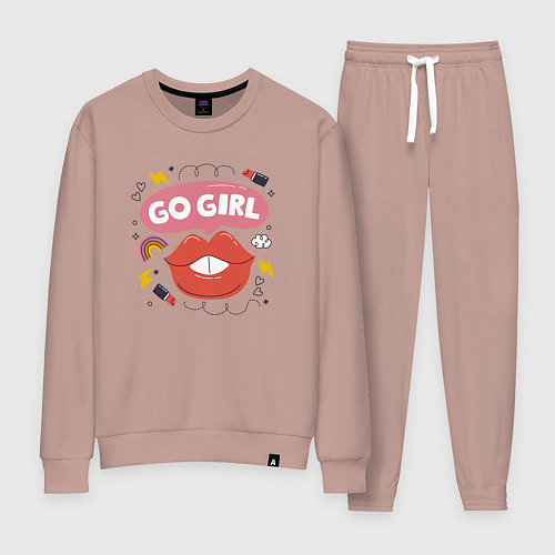 Женский костюм Go girl lips / Пыльно-розовый – фото 1