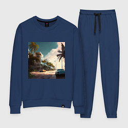 Костюм хлопковый женский Солнечный Майами, цвет: тёмно-синий