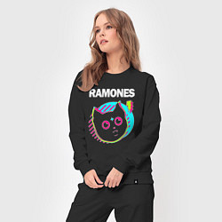 Костюм хлопковый женский Ramones rock star cat, цвет: черный — фото 2