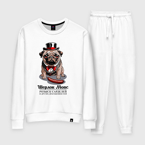 Женский костюм Мопс и сарделька / Белый – фото 1