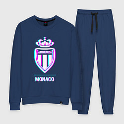 Костюм хлопковый женский Monaco FC в стиле glitch, цвет: тёмно-синий