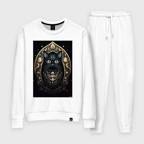 Женский костюм Черная кошка с золотыми элементами / Белый – фото 1