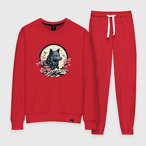 Женский костюм Черный волк в горах / Красный – фото 1