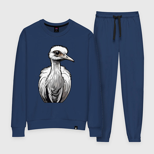 Женский костюм Страус рисованый / Тёмно-синий – фото 1