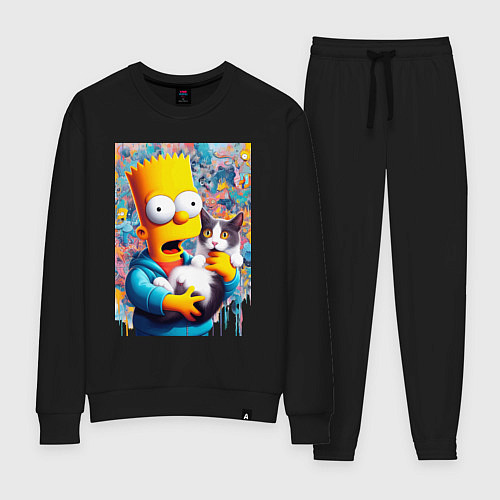 Женский костюм Bart Simpson with a kitten - ai art / Черный – фото 1