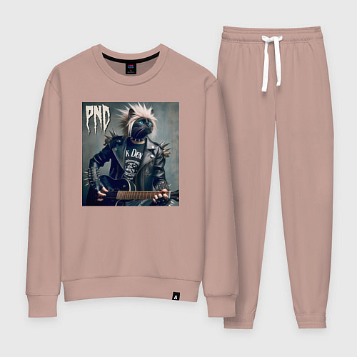 Женский костюм Cool cat - punks not dead / Пыльно-розовый – фото 1