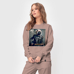 Костюм хлопковый женский Cool cat - punks not dead, цвет: пыльно-розовый — фото 2