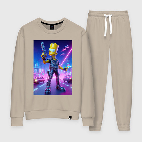 Женский костюм Cyber Bart - neon glow ai art / Миндальный – фото 1