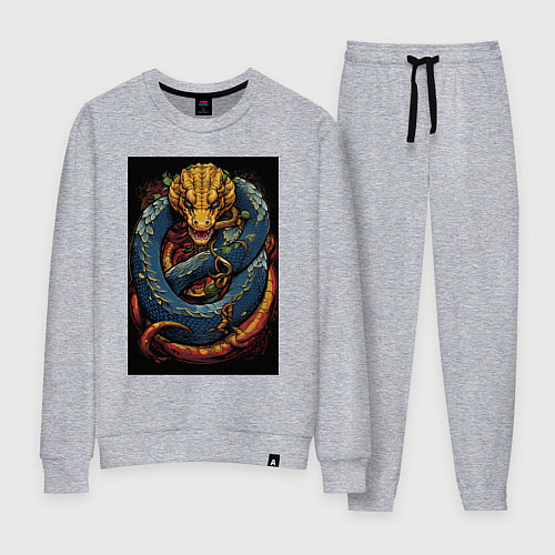 Женский костюм Муай тай синий дракон / Меланж – фото 1