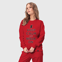 Костюм хлопковый женский Keep calm and ninja on, цвет: красный — фото 2