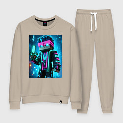 Костюм хлопковый женский Minecraft - neon character ai art, цвет: миндальный