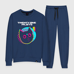 Костюм хлопковый женский Twenty One Pilots rock star cat, цвет: тёмно-синий