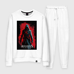 Костюм хлопковый женский Assassins creed на фоне красной стены, цвет: белый