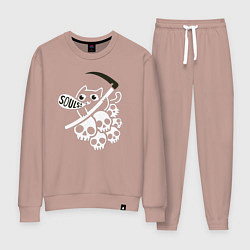 Костюм хлопковый женский Кот с косой, цвет: пыльно-розовый