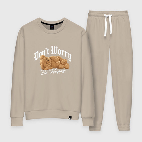 Женский костюм Dont worry be happy y2k / Миндальный – фото 1