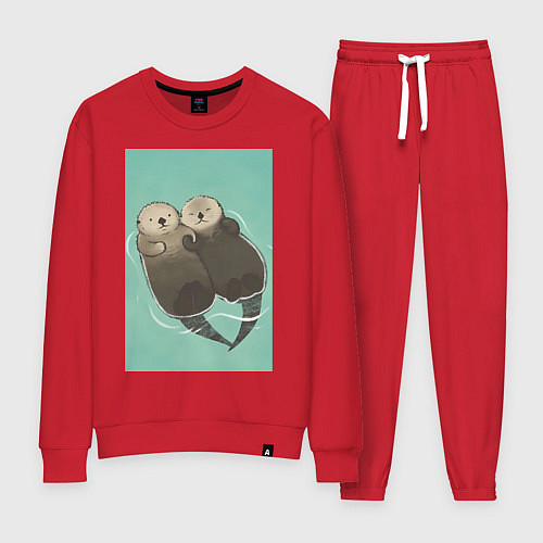 Женский костюм Выдры плавают / Красный – фото 1