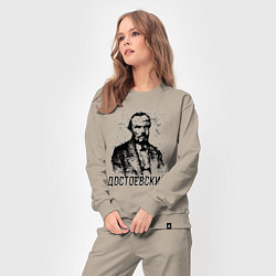 Костюм хлопковый женский Достоевский лайнарт портрет, цвет: миндальный — фото 2