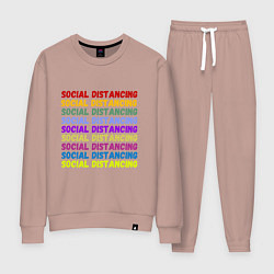 Костюм хлопковый женский Social distancing - социальная дистанция, цвет: пыльно-розовый
