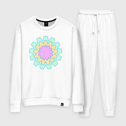 Костюм хлопковый женский Круговые фигуры, цвет: белый