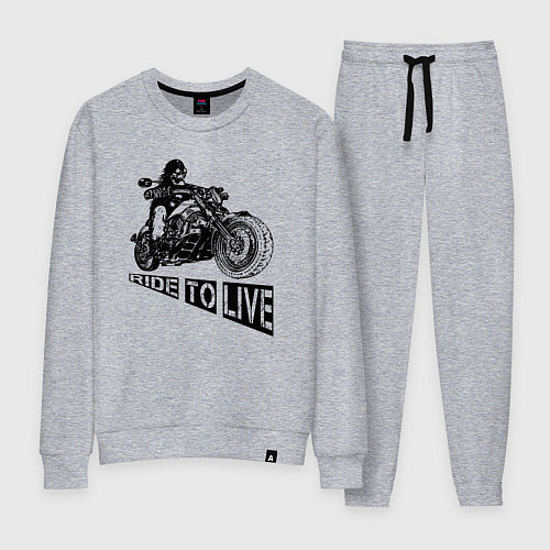 Женский костюм Байкер на мотоцикле - череп / Меланж – фото 1