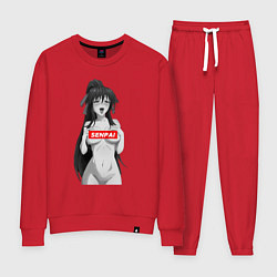 Костюм хлопковый женский Ахегао senpai nudity, цвет: красный