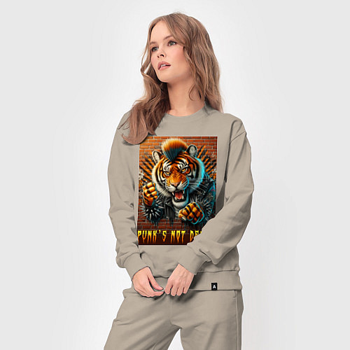 Женский костюм Punks not dead - motto tiger / Миндальный – фото 3