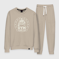 Костюм хлопковый женский Gym fitness club, цвет: миндальный