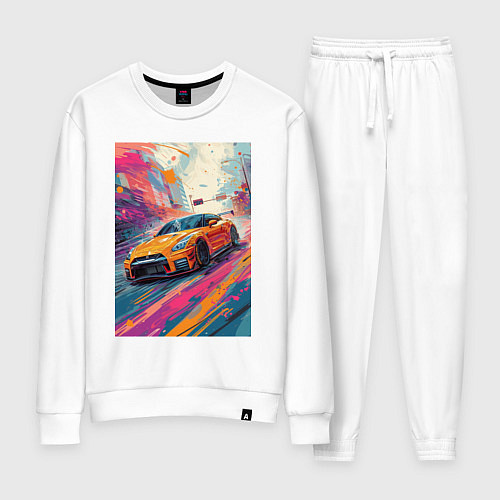 Женский костюм Nissan GT-R дрифт в городе / Белый – фото 1