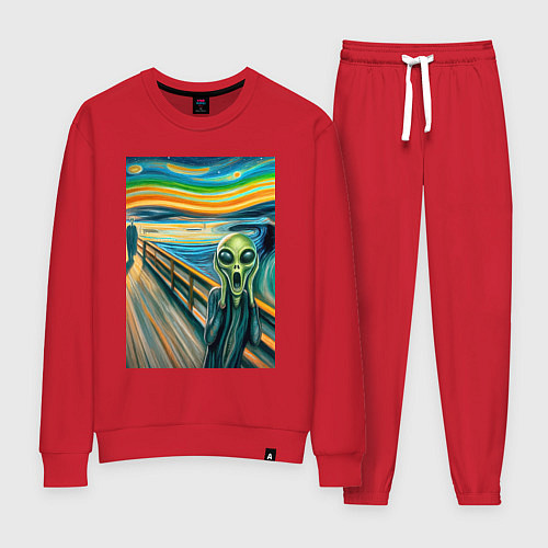 Женский костюм Пришелец кричит - мем нейросеть / Красный – фото 1