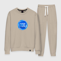 Костюм хлопковый женский FIAT logo blue, цвет: миндальный