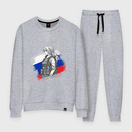 Женский костюм Аниме девушка на фоне триколора / Меланж – фото 1