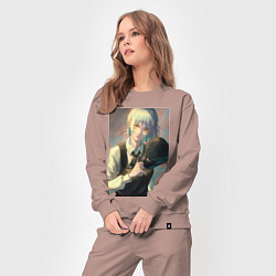 Костюм хлопковый женский Человек-бензопила Кига одна из четырех всадников, цвет: пыльно-розовый — фото 2