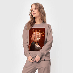 Костюм хлопковый женский Человек-бензопила Макима Общественная безопасность, цвет: пыльно-розовый — фото 2