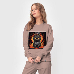 Костюм хлопковый женский Сингл Котики - Скелеты в шкафу, цвет: пыльно-розовый — фото 2