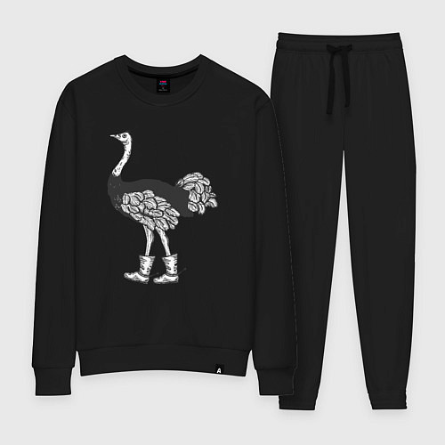 Женский костюм Страус в сапожках / Черный – фото 1