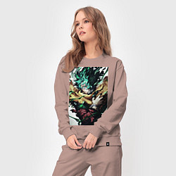 Костюм хлопковый женский Моя геройская академия Идзуку Мидория арт, цвет: пыльно-розовый — фото 2