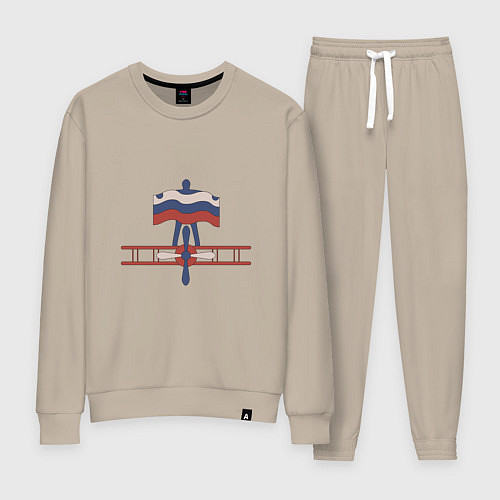 Женский костюм Ретро самолет кукурузник и флаг подарок пилоту ден / Миндальный – фото 1