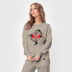 Костюм хлопковый женский Karate kyokushin - dragon, цвет: миндальный — фото 2