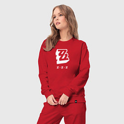 Костюм хлопковый женский Zenless Zone Zero logo, цвет: красный — фото 2