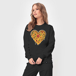 Костюм хлопковый женский Pizza heart, цвет: черный — фото 2