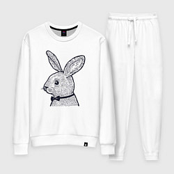 Костюм хлопковый женский Зайчик в бабочке, цвет: белый