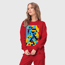 Костюм хлопковый женский Владимир Ленин - кубизм, цвет: красный — фото 2