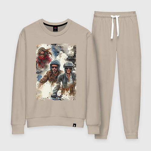 Женский костюм Мотокросс -акварель / Миндальный – фото 1