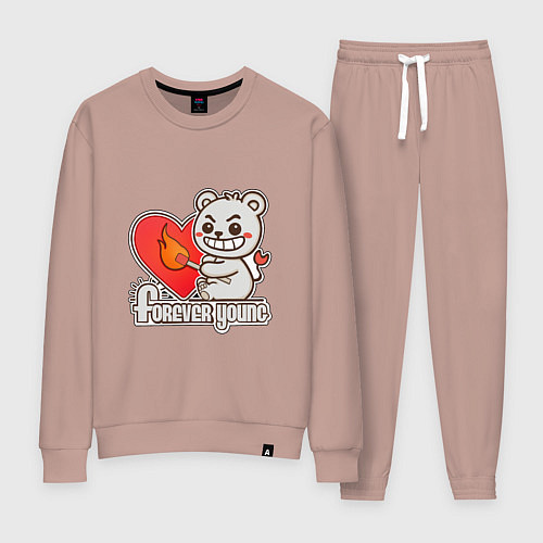 Женский костюм Медведь хулиган с сердцем и спичкой / Пыльно-розовый – фото 1