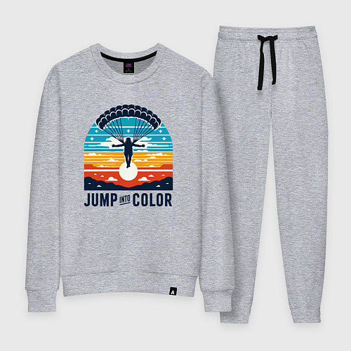 Женский костюм Парашютист на фоне закатного неба ретро винтаж / Меланж – фото 1